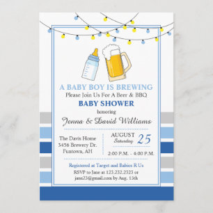 Beer and Baby Shower Invitation Blue