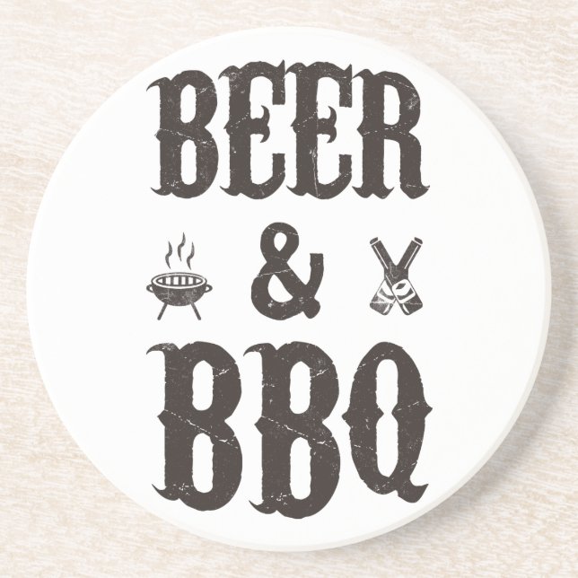 Beer and BBQ Drink Coaster (Front)