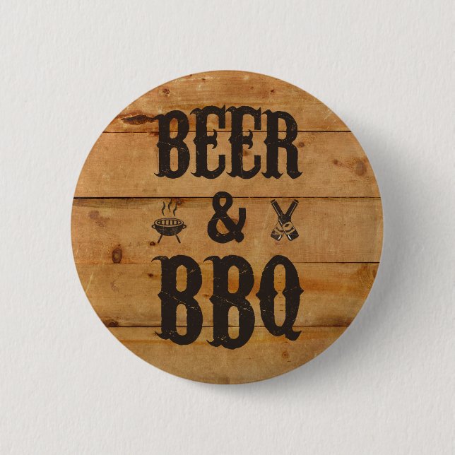 Beer and BBQ Pinback Button (Front)