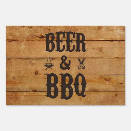 Beer and BBQ Yard Sign