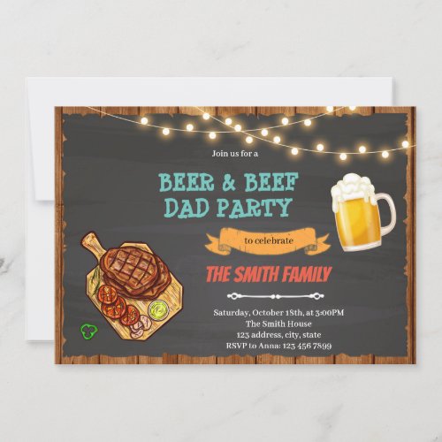 Beer and beef dad bbq party invitation