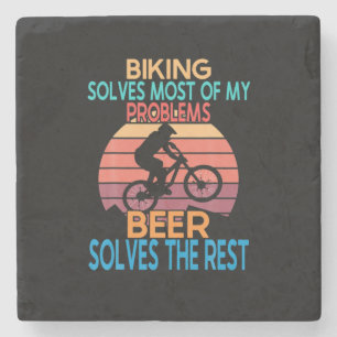 Beer And Biking Birthday Stone Coaster