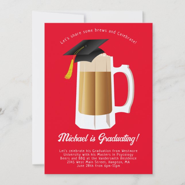 Beer and Brews BBQ Graduation Party Invitation (Front)