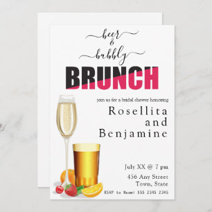 Beer and Bubbly Brunch Couples Shower Invitation