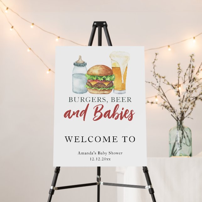 Beer and burgers baby shower foam board (In Situ (Stand))