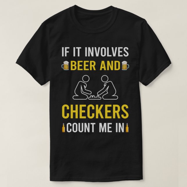 Beer And Checkers T-Shirt (Design Front)