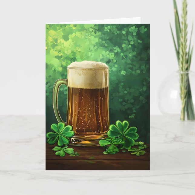 Beer and Clover St. Patrick's Day Holiday Card (Front)