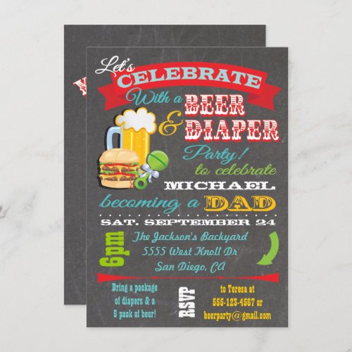Beer and Diaper Baby Shower for Dad to be Invitation