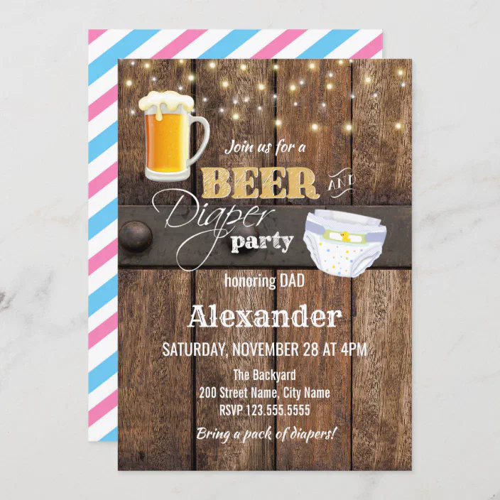 electronic diaper party invitation Beer and diaper baby shower invitation girl baby shower evite Beer diapers invite