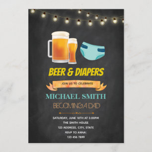 Beer and diaper birthday shower invitation