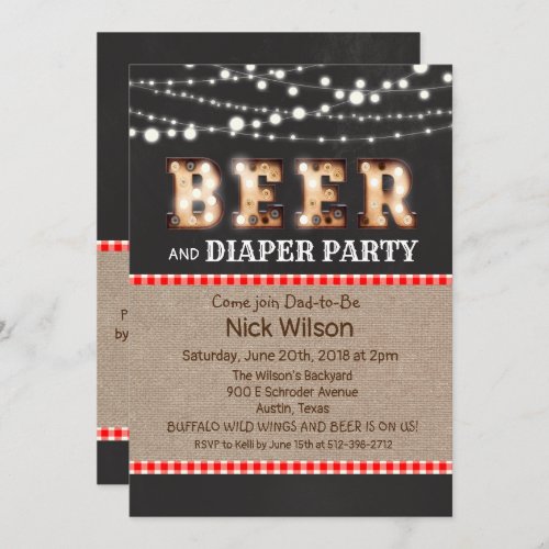 Beer and Diaper Party Chalkboard Invitation