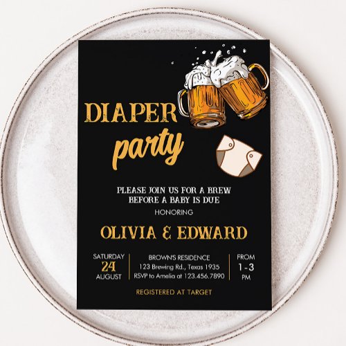 Beer and Diapers Baby Shower Invitation