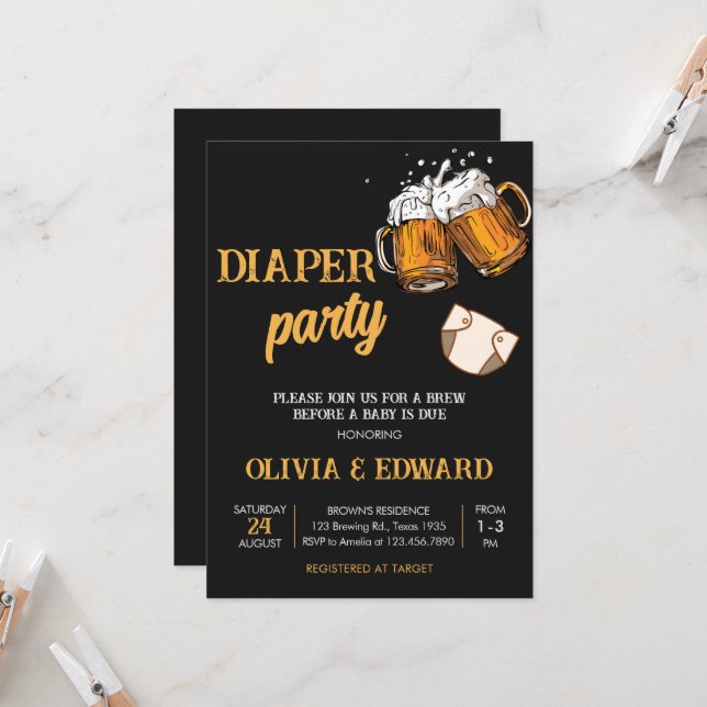 Beer and Diapers Baby Shower Invitation Zazzle