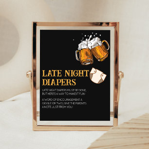 Beer and Diapers Baby Shower Late Night Diapers Poster