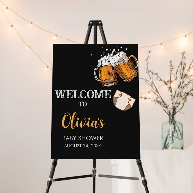 Beer and Diapers Baby Shower Welcome Sign (In Situ (Stand))