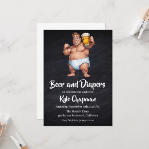 beer and diapers men's diaper party invitations