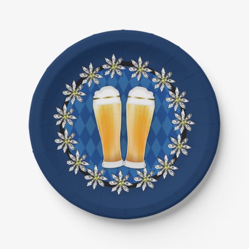 Beer and Edelweiss Oktoberfest Paper Plates