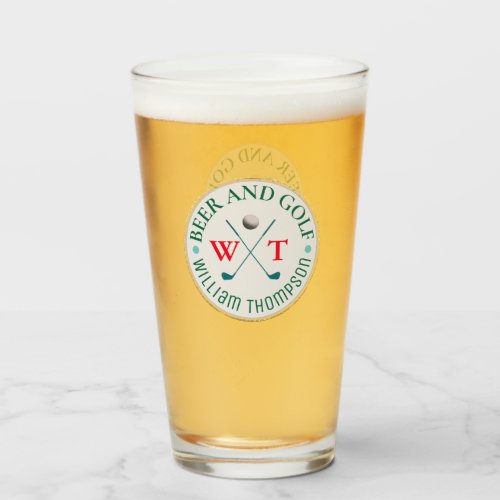BEER AND GOLF  Golf_Player Logo Glass