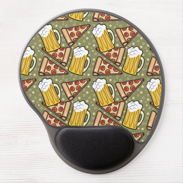 Beer and Pizza Graphic Gel Mouse Pad (Front)