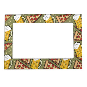 Beer and Pizza Graphic Magnetic Frame
