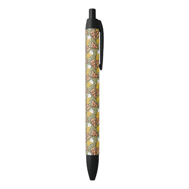 Beer and Pizza Graphic Pattern Black Ink Pen (Bottom (Vertical))