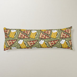 Beer and Pizza Graphic Pattern Body Pillow