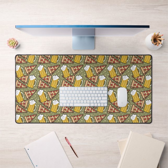 Beer and Pizza Graphic Pattern Desk Mat (Office 1)