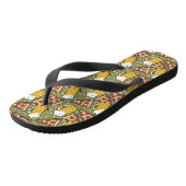 Beer and Pizza Graphic Pattern Flip Flops (Angled)
