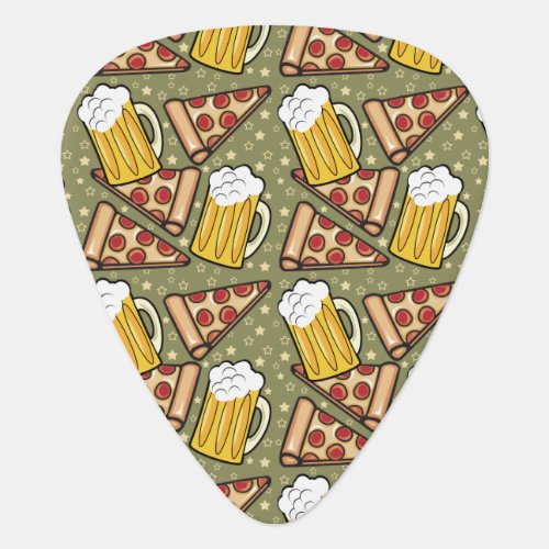 Beer and Pizza Graphic Pattern Guitar Pick