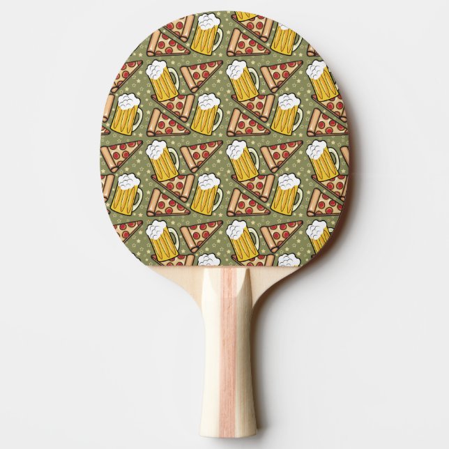 Beer and Pizza Graphic Pattern Ping-Pong Paddle (Back)