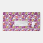 Beer and Pizza Graphic Pattern Pink Desk Mat (Keyboard & Mouse)