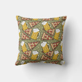 Beer and Pizza Graphic Pattern Throw Pillow (Back)