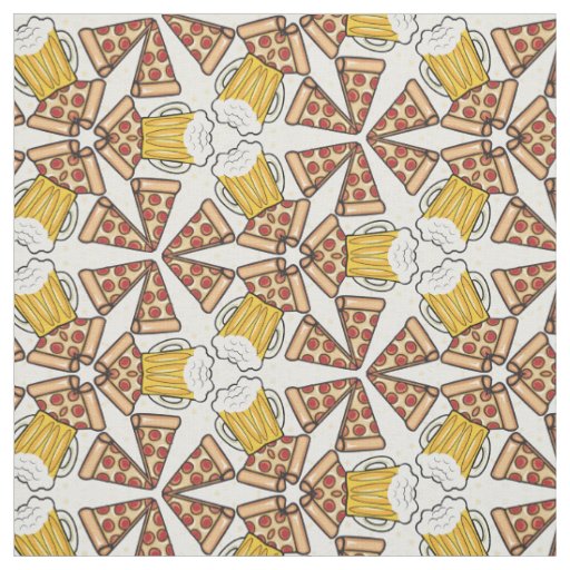 Beer and Pizza Graphic Pattern v2 Fabric