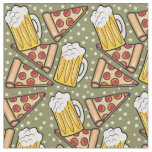Beer and Pizza Graphic Pattern v3 Fabric