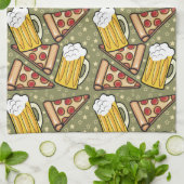 Beer and Pizza Graphic Pattern Vertical Towel (Folded)