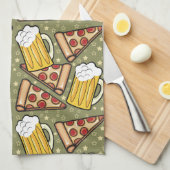 Beer and Pizza Graphic Pattern Vertical Towel (Quarter Fold)