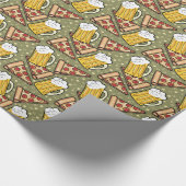 Beer and Pizza Graphic Pattern Wrapping Paper (Corner)