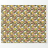Beer and Pizza Graphic Pattern Wrapping Paper (Flat)