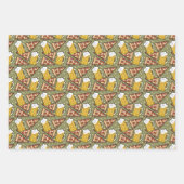 Beer and Pizza Graphic Pattern Wrapping Paper Sheets (Front 3)