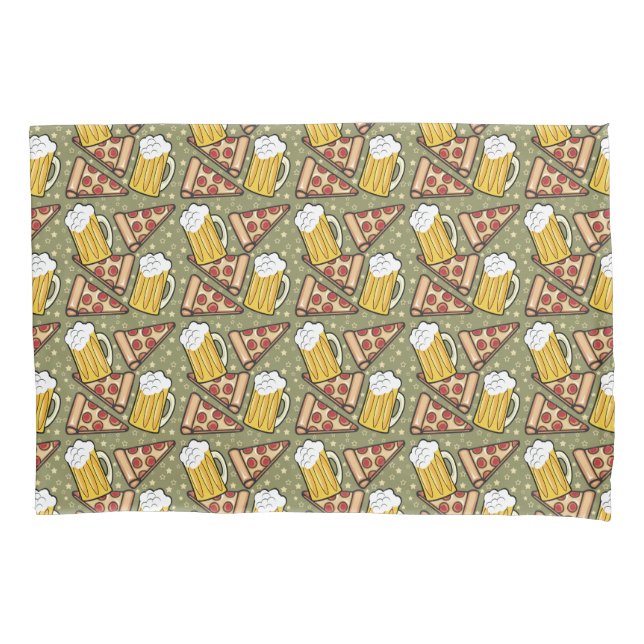 Beer and Pizza Graphic Pillowcase (Front)