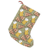 Beer and Pizza Graphic Small Christmas Stocking (Front (Hanging))