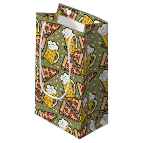Beer and Pizza Graphic Small Gift Bag