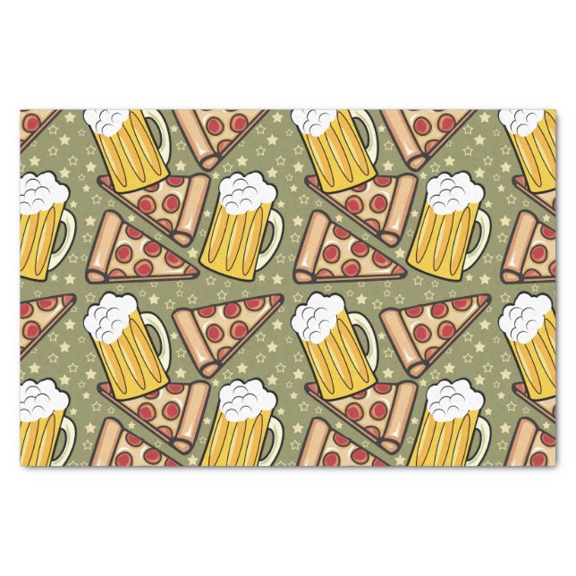 Beer and Pizza Graphic Tissue Paper (Front)