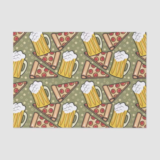 Beer and Pizza Graphic Tissue Paper (Front)