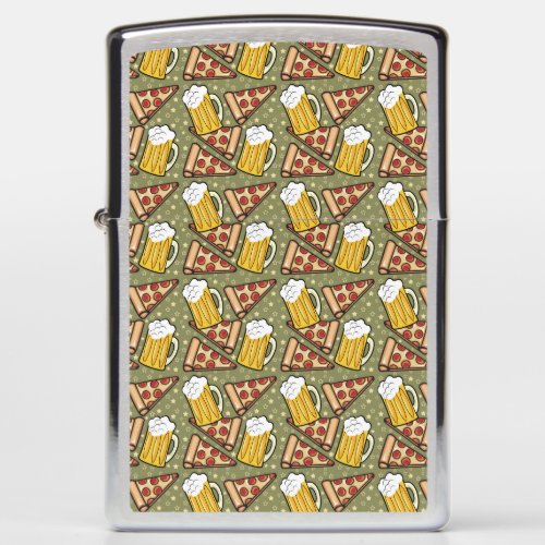 Beer and Pizza Graphic Zippo Lighter