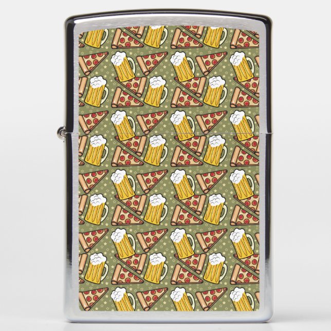 Beer and Pizza Graphic Zippo Lighter (Front)