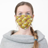 Beer and Pizza Mustard Yellow Adult Cloth Face Mask (Worn)