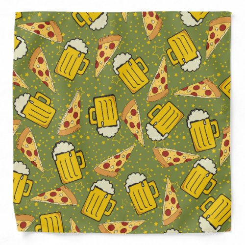 Beer and Pizza Pattern Bandana