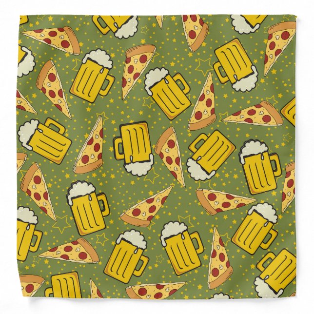 Beer and Pizza Pattern Bandana (Front)