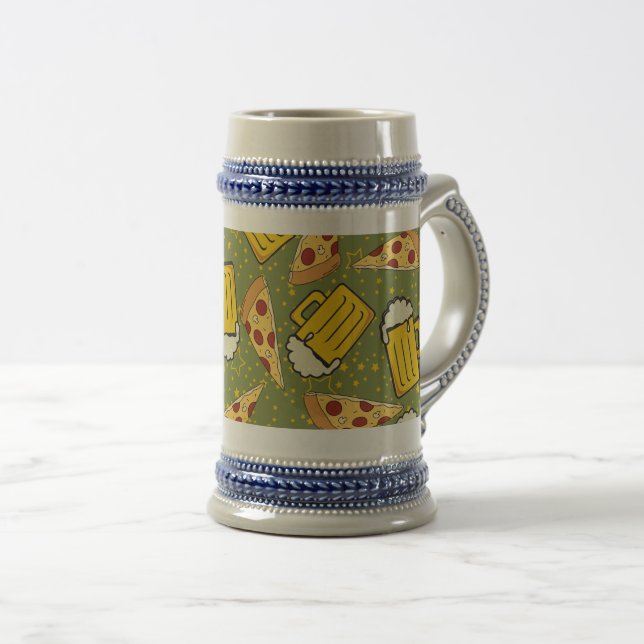 Beer and Pizza Pattern Bottle Cooler Beer Stein (Front Right)